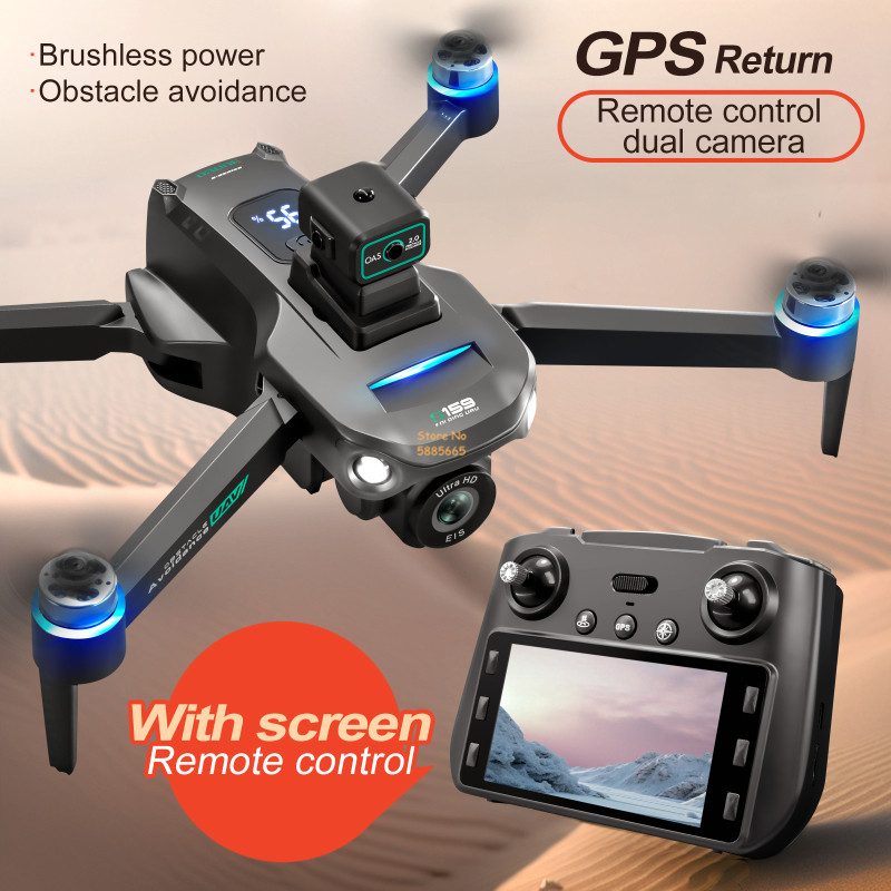 Drone Aerial Photography - リモコン付きクワッドコプタードローン,障害物回避,LEDスクリーン,ブラシレス,GPS,追跡,デュアルカメラ8k,wifi 5g,fpv,2km