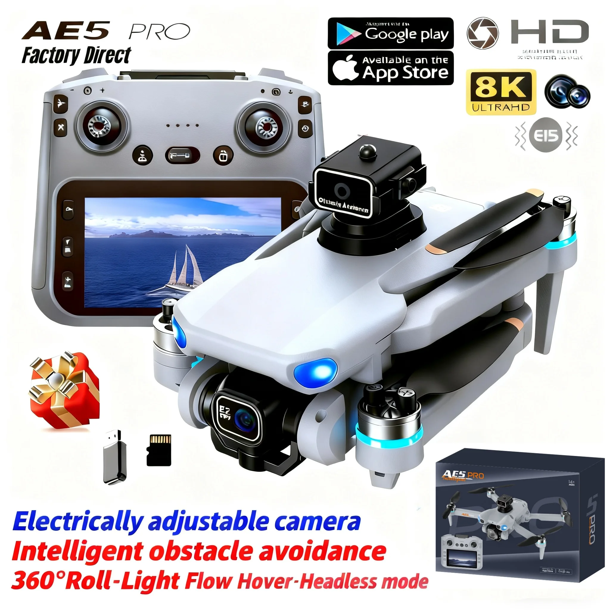 Drone Multispectral - AE5 Pro ドローン 8K HD 4.5インチスクリーンコントロール