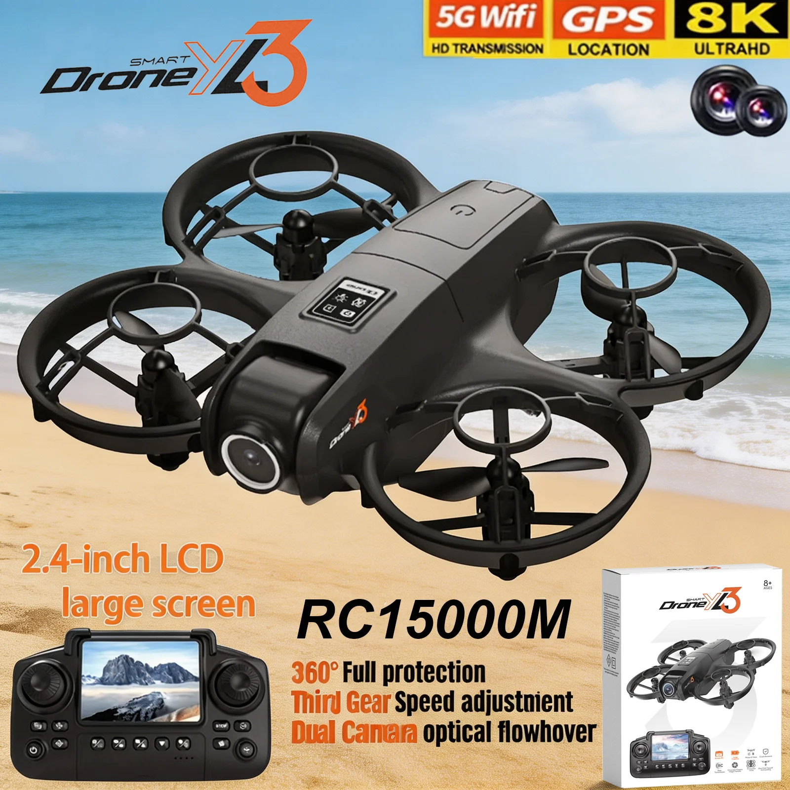Drone Surveying - 新型YL3 RCドローン 8K 1080P広角デュアルHDカメラ搭載 折りたたみ式クアッドコプター WiFi
