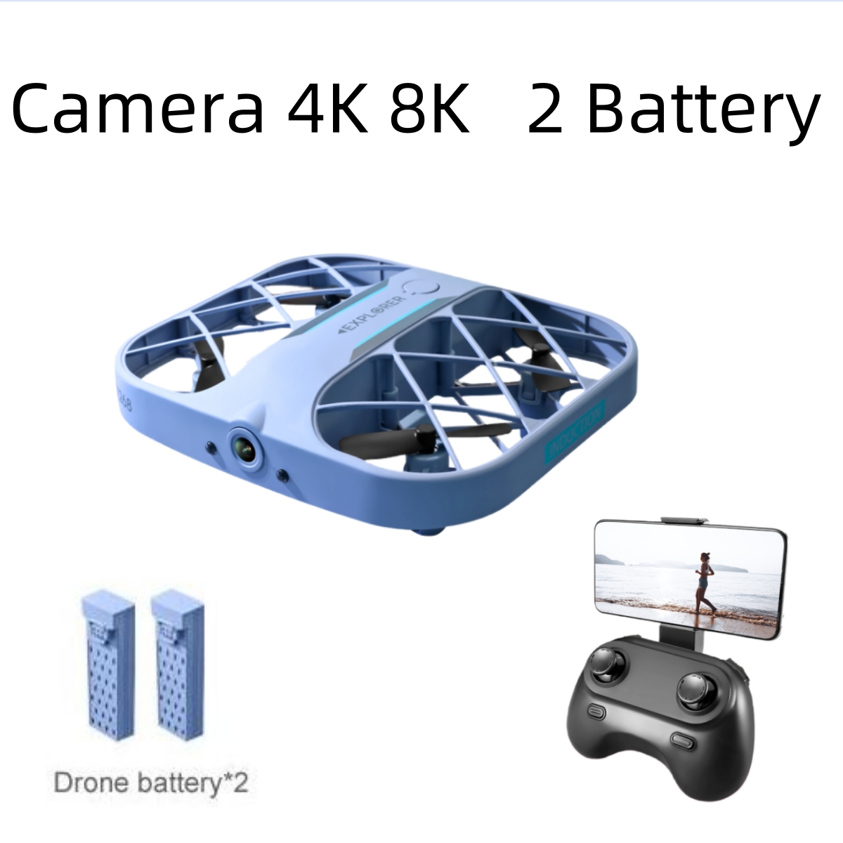 Drone Lidar - JJRC H107 FPV RCドローン（バッテリー2個付き）、8K/4Kカメラ搭載クアッドコプター、リモコン付きドローン、男の子向けクリスマスプレゼント