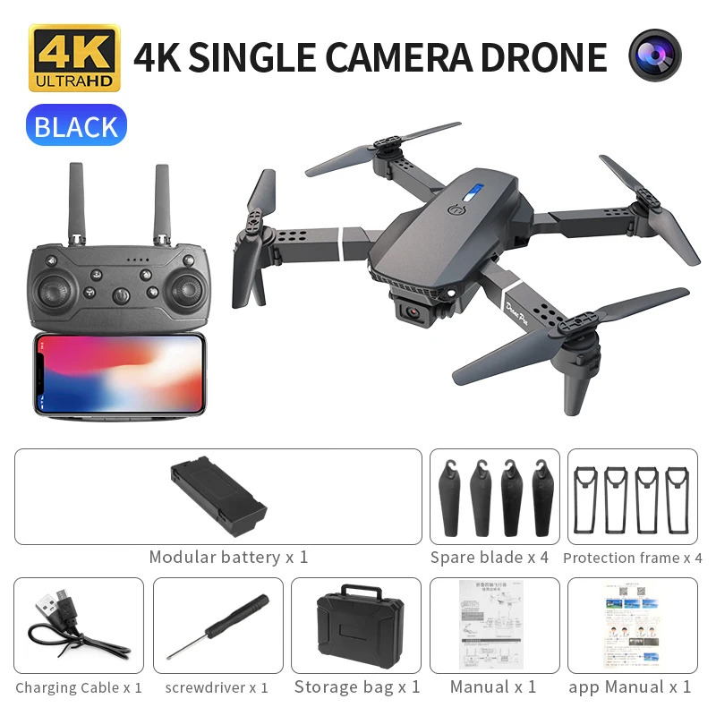 E88 Proインテリジェント折りたたみドローンは、シングル - Drone Aerial Photography のレビューと価格